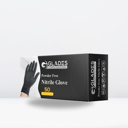 Glades Nitrile Disposable Gloves, 8 mil Palm , Nitrile, Powder-Free, XXL, 50 PK, Black XXL